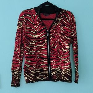 Fontana Diamond Zipper Animal Print Full Zip Sm